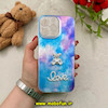 قاب گوشی iPhone 16 Pro Max آیفون لیزری لاکچری فانتزی برجسته رزینی نگین دار طرح خرس مرواریدی محافظ لنزدار کد 54931