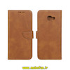 کیف گوشی Galaxy A7 2016 / A710 سامسونگ مگنتی محافظ لنز دار طرح چرم کتابی عسلی کد 46033