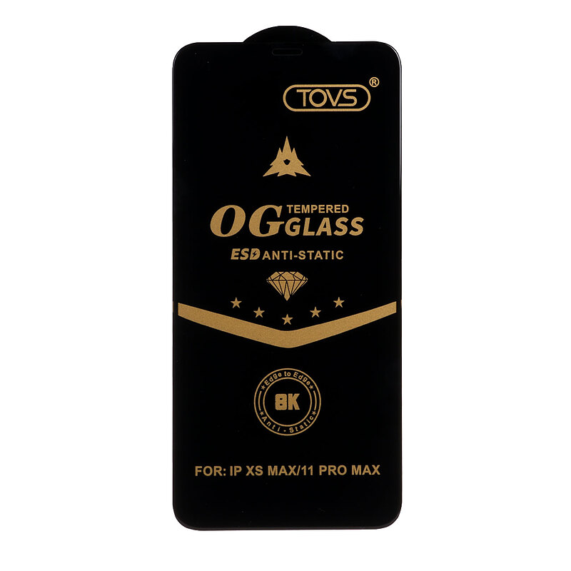 گلس گوشی شیشه ای TOVS OG GLASS سری آنتی استاتیک ESD ANTI STATIC اورجینال برای iPhone 11 Pro Max / iPhone XS Max آیفون کد 46312