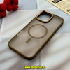 قاب گوشی iPhone 16 Pro Max آیفون اورجینال یونیک کیس CLASSIC FIT متال مات درجه یک دکمه فلزی مگ سیف دار قهوه ای کد 55519