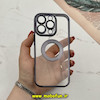 قاب گوشی iPhone 16 Pro آیفون طرح الکتروپلیتینگ ژله ای شفاف اورجینال طرح مگ سیف محافظ لنز دار مشکی کد 55556