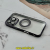 قاب گوشی iPhone 16 Pro آیفون طرح الکتروپلیتینگ ژله ای شفاف اورجینال طرح مگ سیف محافظ لنز دار مشکی کد 55556
