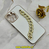 قاب گوشی iPhone 13 Pro Max آیفون طرح مای کیس گلد لاین لاکچری دستبندی کارتیر نگینی محافظ لنز دار سفید کد 56288