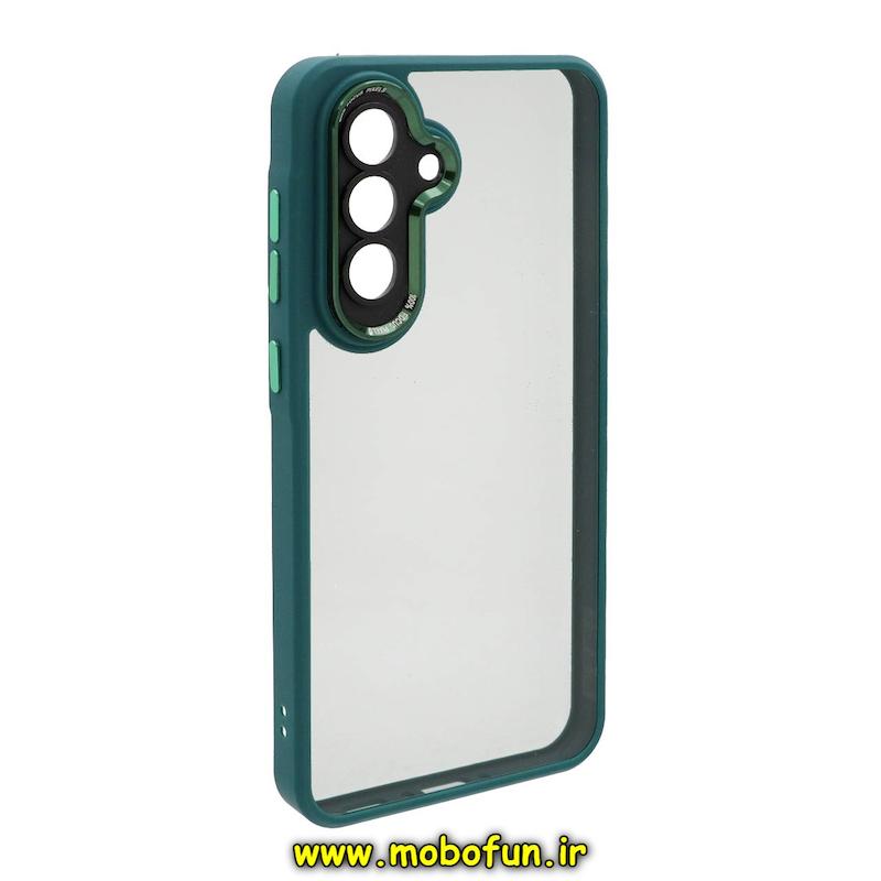 قاب گوشی Galaxy A36 سامسونگ طرح پشت طلق شفاف دور سیلیکونی اورجینال فلزی متال کیس Metal Case برند FOCUS PIXEL سبز تیره کد 47263