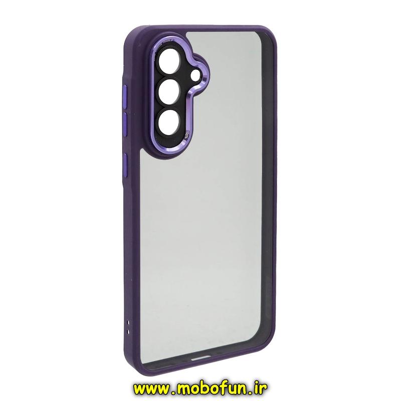 قاب گوشی Galaxy A36 سامسونگ طرح پشت طلق شفاف دور سیلیکونی اورجینال فلزی متال کیس Metal Case برند FOCUS PIXEL بنفش کد 47264