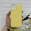 قاب گوشی iPhone 13 - iPhone 14 آیفون سیلیکونی پاستیلی اورجینال Case پاک کنی مگ سیف دار MagSafe داخل مخملی درجه یک زرد کد 56638
