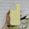 قاب گوشی iPhone 16 Pro Max آیفون سیلیکونی پاستیلی اورجینال Case پاک کنی مگ سیف دار MagSafe داخل مخملی درجه یک زرد کد 56663