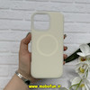 قاب گوشی iPhone 16 Pro Max آیفون سیلیکونی پاستیلی اورجینال Case پاک کنی مگ سیف دار MagSafe داخل مخملی درجه یک کرم کد 56665