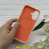 قاب گوشی iPhone 16 آیفون سیلیکونی پاستیلی اورجینال Case پاک کنی مگ سیف دار MagSafe داخل مخملی درجه یک نارنجی کد 56646