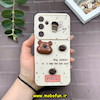 قاب گوشی Galaxy A35 سامسونگ سیلیکونی ژله ای فانتزی عروسکی برجسته طرح Coffee محافظ لنزدار کرم کد 56915