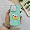 قاب گوشی iPhone 15 Pro آیفون سیلیکونی توسکا برفی عروسکی برجسته میم سبزآبی  کد 57212