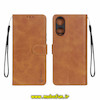 کیف گوشی Honor X5 Plus آنر مگنتی طرح چرم کتابی محافظ لنزدار عسلی کد 47984