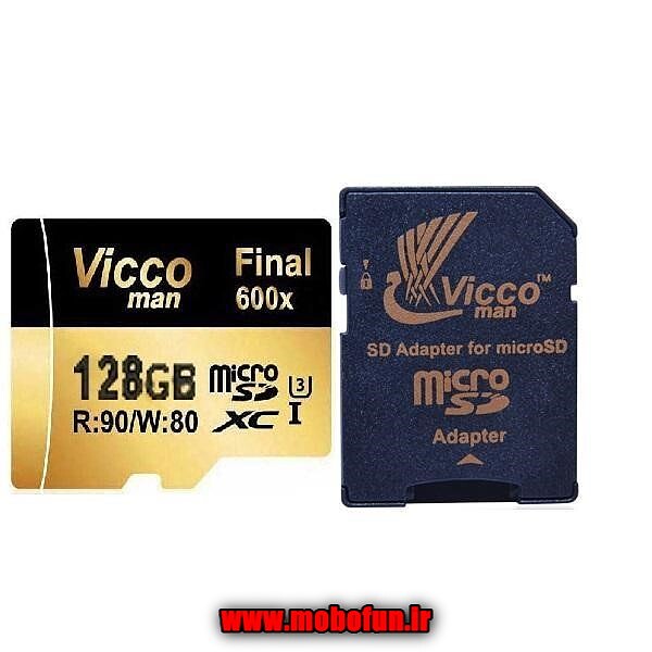 کارت حافظه 128 گیگابایت microSDHC ویکومن مدل Final 600x کلاس 10 استاندارد UHS-I U3 سرعت 90MBps همراه با آداپتور SD