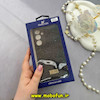 قاب گوشی Galaxy S24 FE سامسونگ نگین دار سواروسکی پلاک فلزی اورجینال محافظ لنز دار مشکی کد 57975