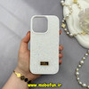 قاب گوشی iPhone 16 Pro آیفون نگین دار سواروسکی پلاک فلزی اورجینال محافظ لنز دار سفید کد 57956