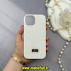 قاب گوشی iPhone 15 آیفون نگین دار سواروسکی پلاک فلزی اورجینال محافظ لنز دار سفید کد 57950