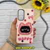 قاب گوشی Galaxy A16 سامسونگ لدر دیزاین SOFT Lether Design سیلیکونی فانتزی عروسکی کیوت طرح HAPPY صورتی روشن کد 59025