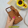 قاب گوشی iPhone 15 Pro Max آیفون پافر چرمی دوخت اورجینال Classic Fit یونیک کیس کمربندی Hard عسلی کد 58833