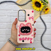قاب گوشی Galaxy A36 سامسونگ لدر دیزاین SOFT Lether Design سیلیکونی فانتزی عروسکی کیوت طرح HAPPY صورتی روشن کد 59029