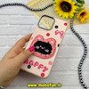 قاب گوشی iPhone 13 Pro Max آیفون لدر دیزاین SOFT Lether Design سیلیکونی فانتزی عروسکی کیوت طرح HAPPY صورتی روشن کد 59035