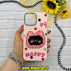 قاب گوشی iPhone 13 Pro Max آیفون لدر دیزاین SOFT Lether Design سیلیکونی فانتزی عروسکی کیوت طرح HAPPY صورتی روشن کد 59035