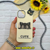 قاب گوشی iPhone 15 آیفون لدر دیزاین SOFT Lether Design سیلیکونی فانتزی عروسکی کیوت طرح گربه کیوت کرم کد 59038