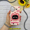 قاب گوشی iPhone 16 آیفون لدر دیزاین SOFT Lether Design سیلیکونی فانتزی عروسکی کیوت طرح HAPPY صورتی روشن کد 59041