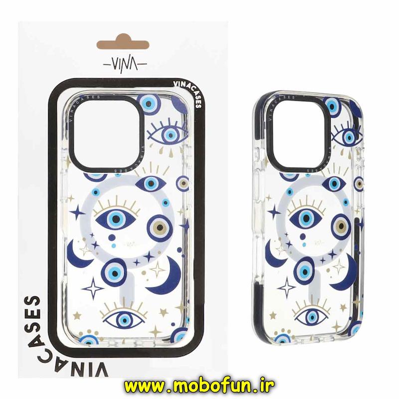 قاب گوشی iPhone 16 Pro آیفون شفاف VINA CASE وینا کیس اورجینال فانتزی HARD مگ سیف دار Magsafe طرح چشم کیارا کد 48210