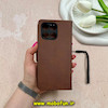 کیف گوشی Honor X6A آنر مگنتی طرح چرم کتابی محافظ لنزدار بنددار قهوه ای کد 59136