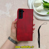 کیف گوشی Galaxy S21 Plus سامسونگ مگنتی طرح چرم کتابی محافظ لنزدار بنددار قرمز کد 59230