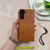 کیف گوشی Galaxy S21 Plus سامسونگ مگنتی طرح چرم کتابی محافظ لنزدار بنددار عسلی کد 59233