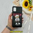 قاب گوشی Galaxy A51 سامسونگ اورجینال چرمی پافری فانتزی برجسته طرح خرس تدی RICCH مشکی کد 59336