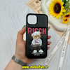 قاب گوشی iPhone 15 آیفون اورجینال چرمی پافری فانتزی برجسته طرح خرس تدی RICCH مشکی کد 59354