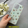 قاب گوشی iPhone 16 Pro Max آیفون اورجینال Unique Case فانتزی Hard لیزری استندشو طرح پروانه رنگی کیوت کد 59394