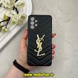 قاب گوشی Galaxy A13 4G سامسونگ پافر چرمی اورجینال Hard محافظ لنز دار طرح YSL مشکی کد 59697