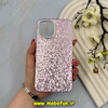 قاب گوشی iPhone 12 Pro Max آیفون اورجینال لاکچری پارتی کیس شاین شطرنجی لنز نگین دار بنفش کد 59750