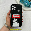قاب گوشی iPhone 12 Pro Max آیفون طرح Solid عروسکی سیلیکونی برجسته محافظ لنزدار طرح Supreme مشکی کد 59584