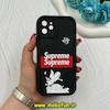 قاب گوشی iPhone 12 آیفون طرح Solid عروسکی سیلیکونی برجسته محافظ لنزدار طرح Supreme مشکی کد 59583