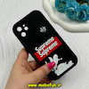 قاب گوشی iPhone 12 آیفون طرح Solid عروسکی سیلیکونی برجسته محافظ لنزدار طرح Supreme مشکی کد 59583