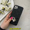 قاب گوشی iPhone 11 Pro Max آیفون پافر چرمی اورجینال Hard محافظ لنز دار طرح Dior مشکی کد 59704