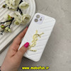 قاب گوشی iPhone 12 آیفون پافر چرمی اورجینال Hard محافظ لنز دار طرح YSL سفید کد 59705