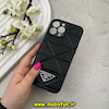 قاب گوشی iPhone 13 Pro Max آیفون پافر چرمی اورجینال Hard محافظ لنز دار طرح PRADA مشکی کد 59708