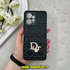 قاب گوشی Redmi Note 12 4G شیائومی پافر چرمی اورجینال Hard محافظ لنز دار طرح Dior مشکی کد 59718