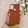 قاب گوشی Galaxy A11 - Galaxy M11 سامسونگ لدر دیزاین SOFT Lether Design سیلیکونی طرح چرم قهوه ای کد 59824