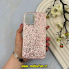 قاب گوشی iPhone 12 Pro Max آیفون اورجینال لاکچری پارتی کیس شاین شطرنجی لنز نگین دار رزگلد کد 59751