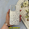 قاب گوشی iPhone 15 Pro آیفون اورجینال لاکچری پارتی کیس شاین شطرنجی لنز نگین دار نقره ای کد 59768