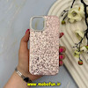قاب گوشی iPhone 15 آیفون اورجینال لاکچری پارتی کیس شاین شطرنجی لنز نگین دار رزگلد کد 59764