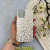 قاب گوشی iPhone 15 آیفون اورجینال لاکچری پارتی کیس شاین شطرنجی لنز نگین دار نقره ای کد 59765