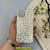 قاب گوشی iPhone 13 - iPhone 14 آیفون اورجینال لاکچری پارتی کیس شاین شطرنجی لنز نگین دار نقره ای کد 59755
