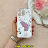قاب گوشی iPhone 13 Pro Max آیفون آینه ای نگین دار کرومی لاکچری Luxury محافظ لنزدار طرح پروانه کد 60005